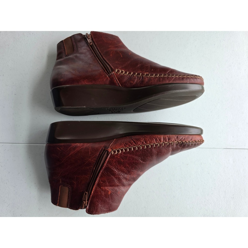 SAS Jade Ankle Boots Distressed Leather 9 WW Side Zip Bootie Tripad Comfort USA - Picture 4 of 10